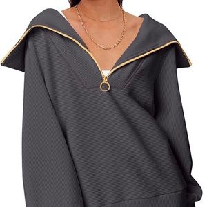 Women’s Size Medium 1/2 Zip Ribbed Sweatshirt